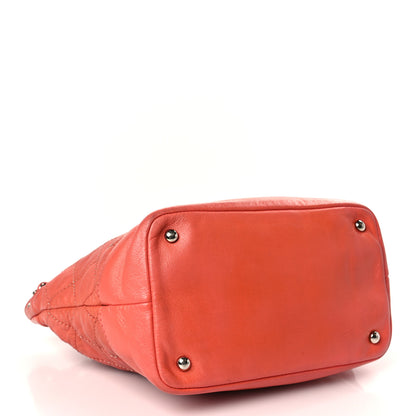 Chanel Lambskin Contrast Stitch Small Drawstring Tote Coral 4 of 9