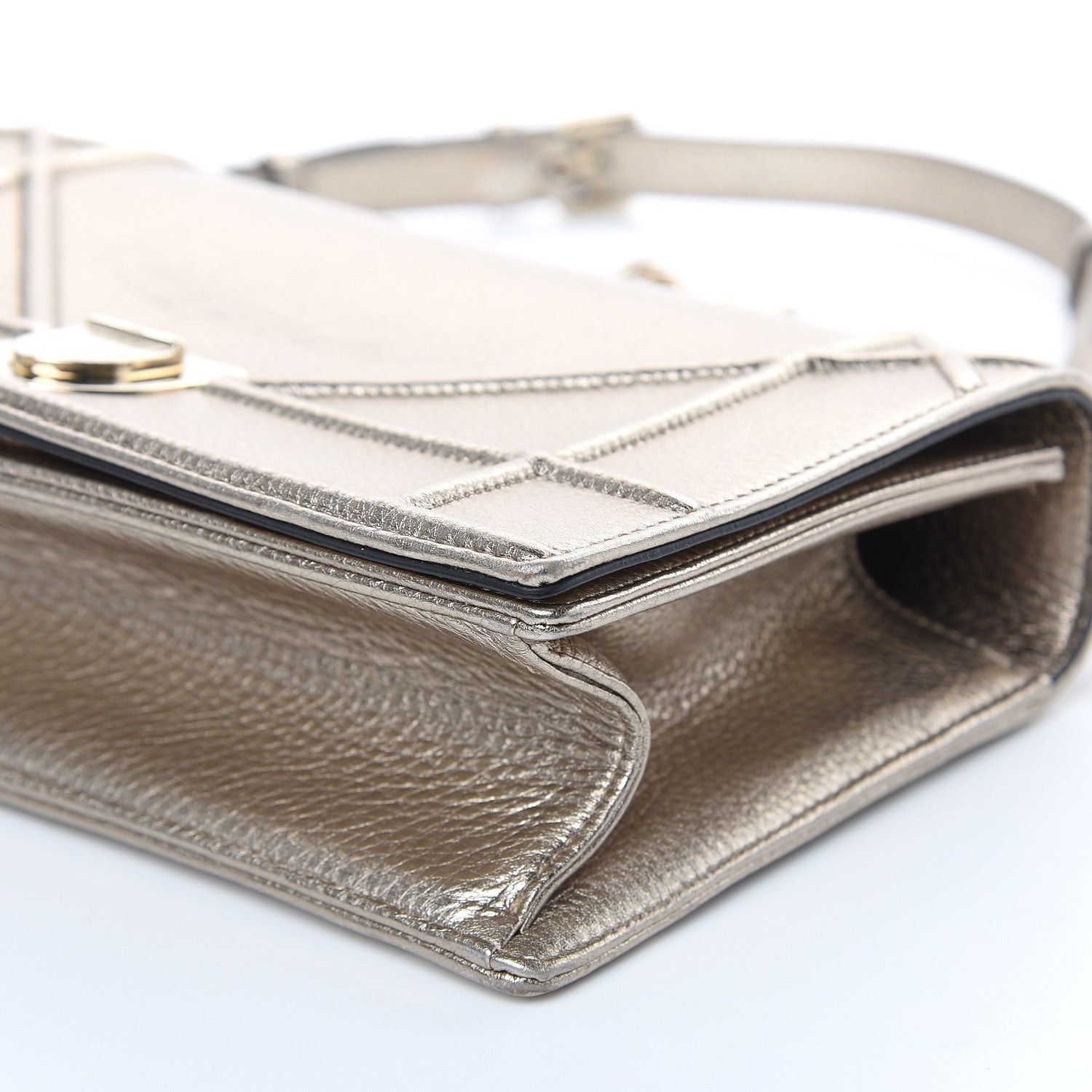 Christian Dior Metallic Grained Calfskin Medium Diorama Flap Bag Gold 8 of 9