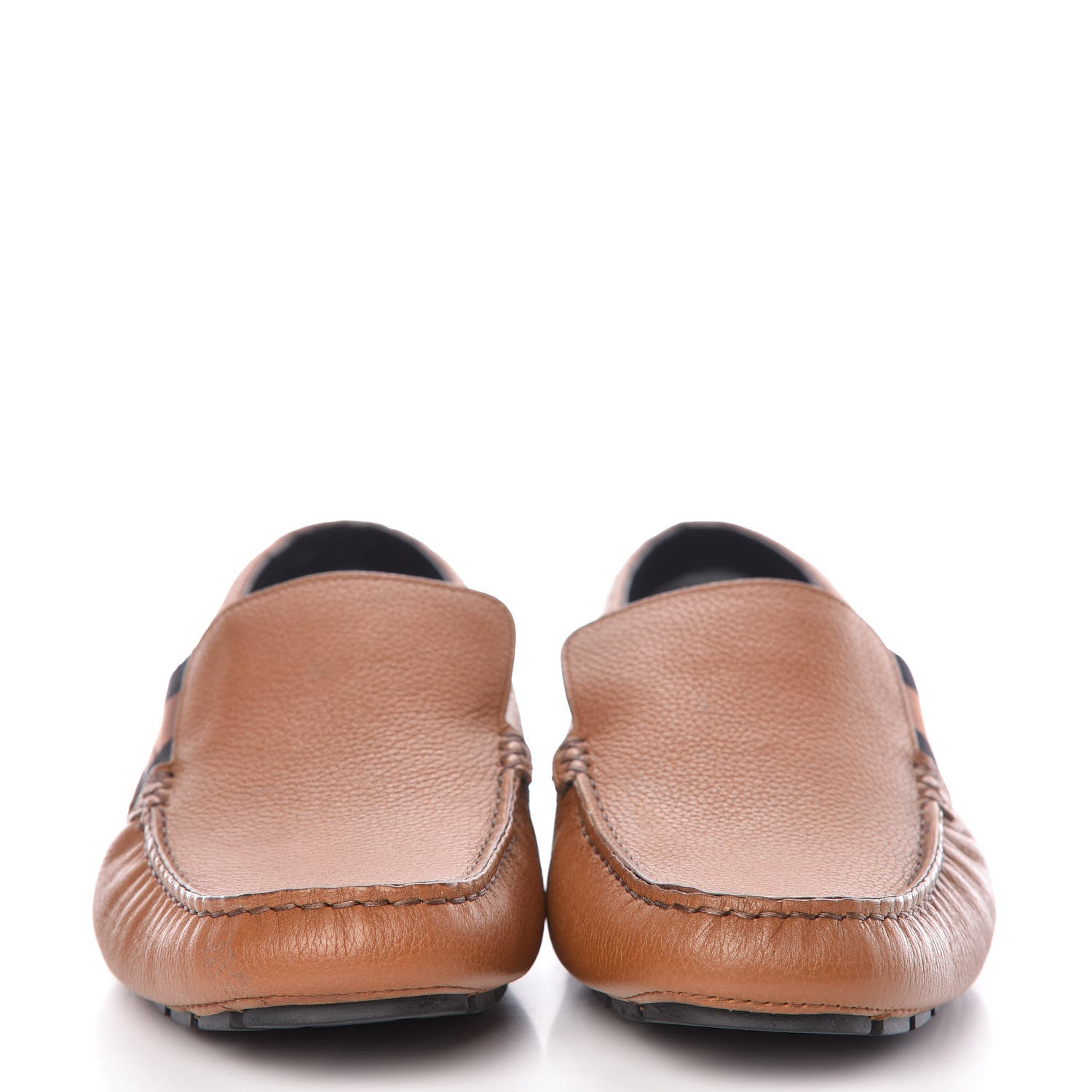 Gucci Calfskin Web Mens Driver Loafers 7 Brown 2 of 7