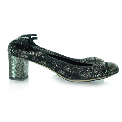 Chanel Snakeskin Embossed Cap Toe Lace Overlay Elastic Heels 35.5 5 of 7