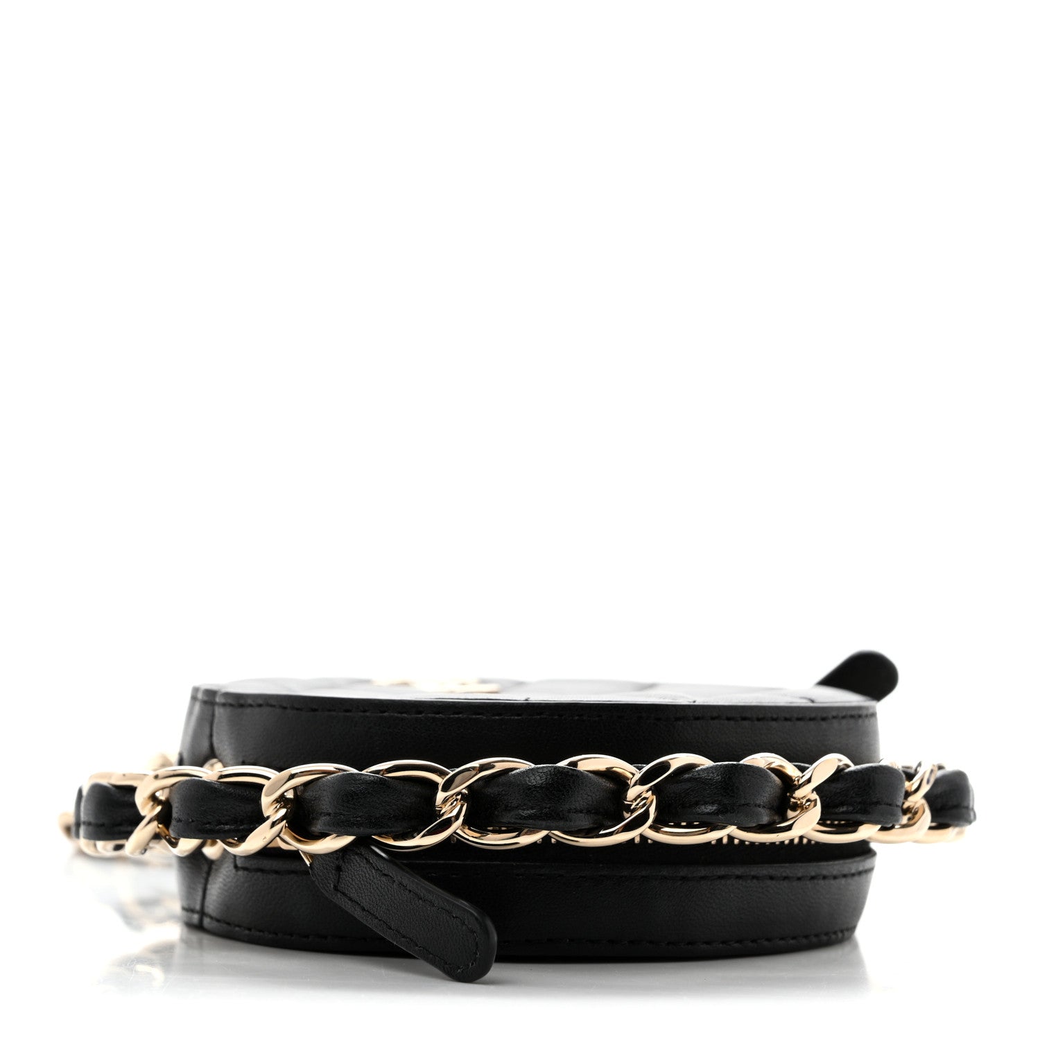 Chanel Lambskin Quilted Chain Round Mini Clutch Black 4 of 12