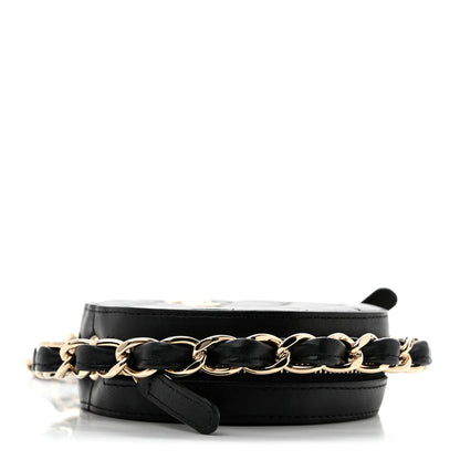 Chanel Lambskin Quilted Chain Round Mini Clutch Black 4 of 12
