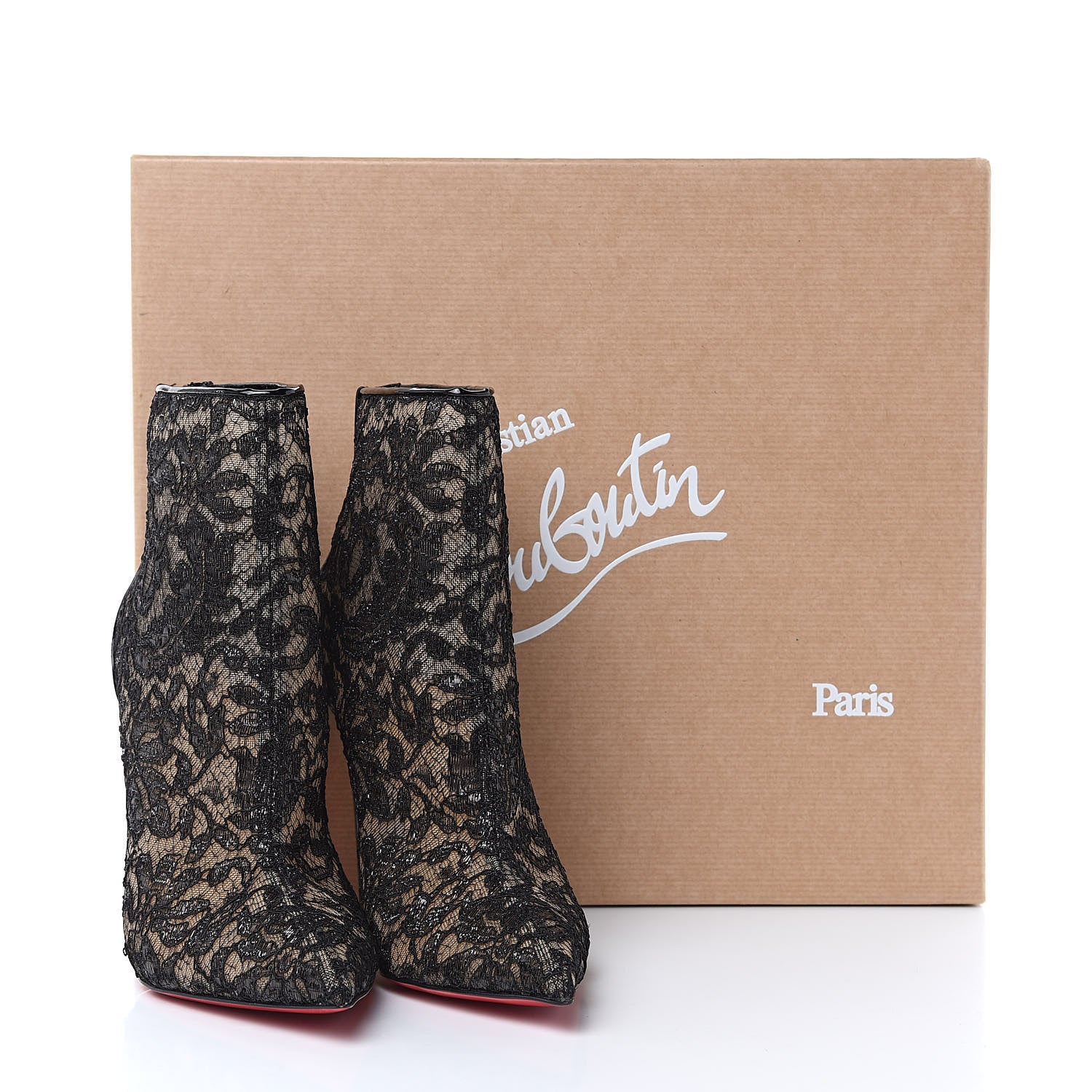 Christian Louboutin Patent Rete Lace Dentelle Psybootie 100 Ankle Boots 36.5 Black 8 of 8