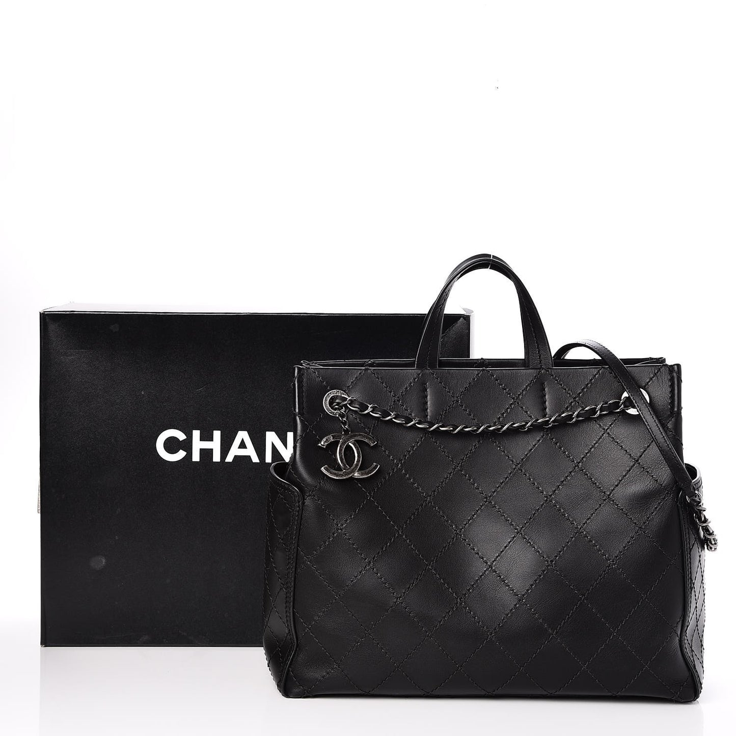 Calfskin CC Pocket Tote Black