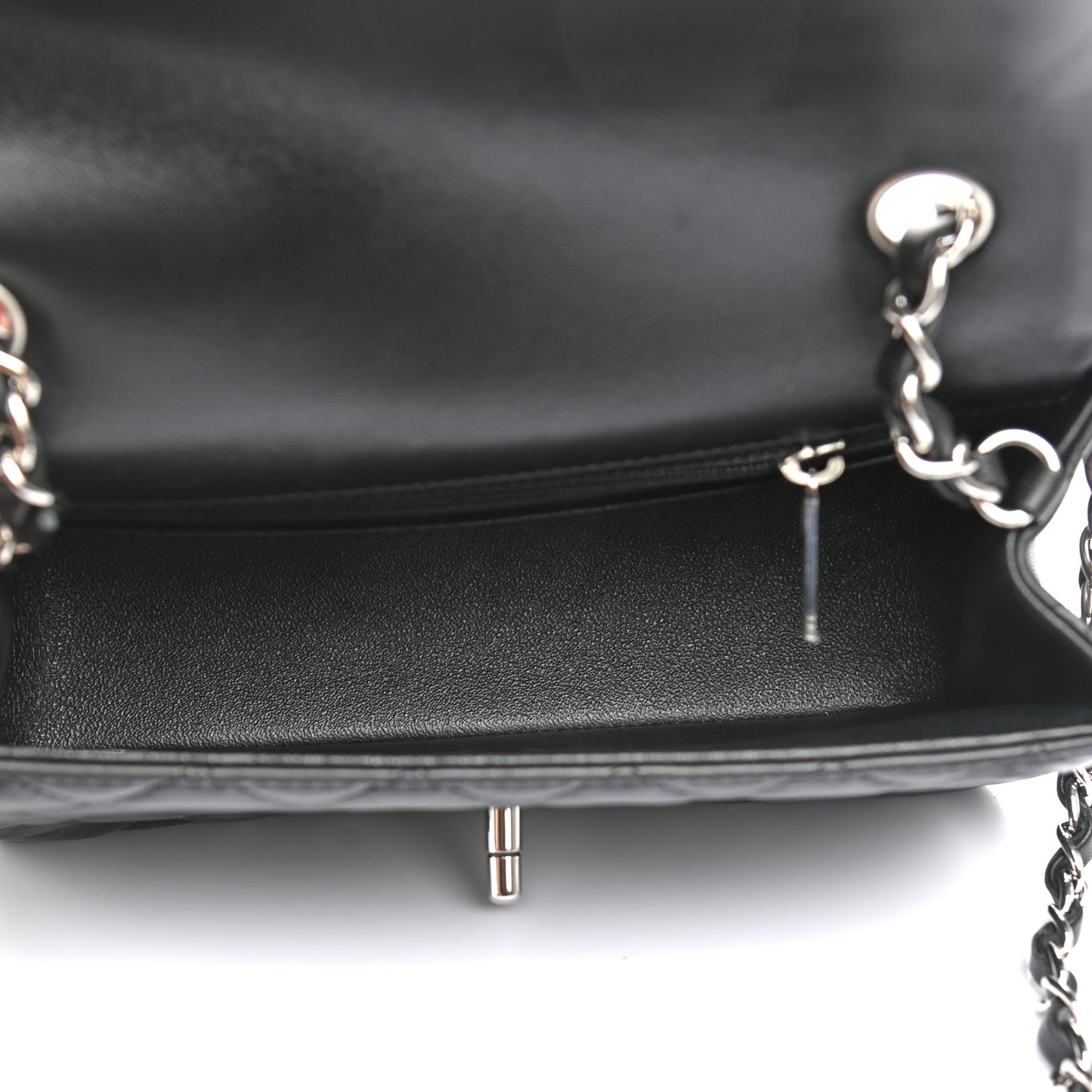Lambskin Quilted Mini Rectangular Flap Black