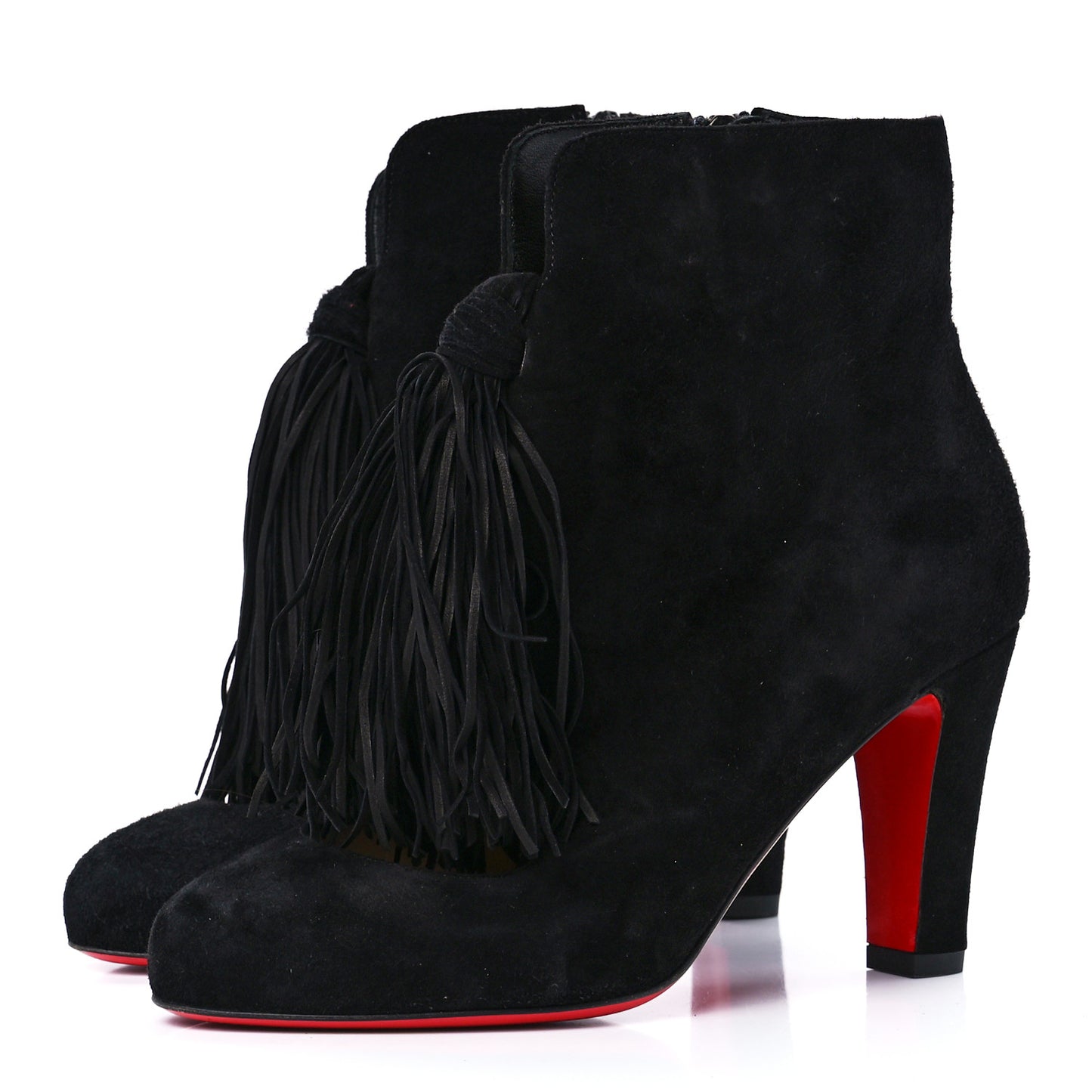 Veau Velours Fringe Ankle Boots 35.5 Black
