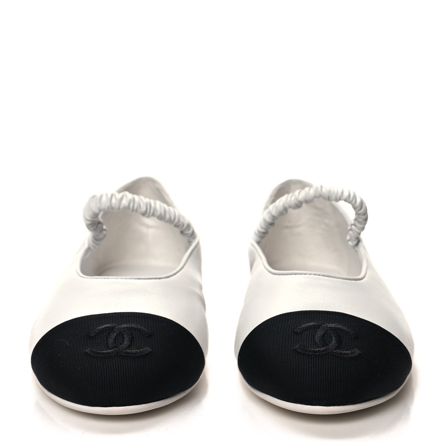 Chanel Lambskin Knit Grosgrain Cap Toe CC Ballerina Flats With Leg Warmers 37 White Black 3 of 10