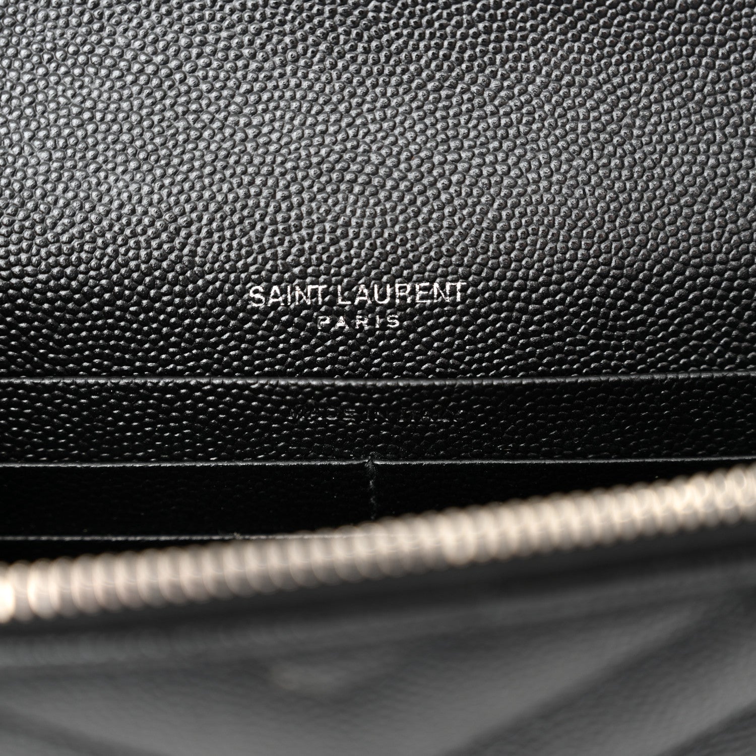Saint Laurent Grain De Poudre Matelasse Chevron Monogram Envelope Chain Wallet Black 6 of 11