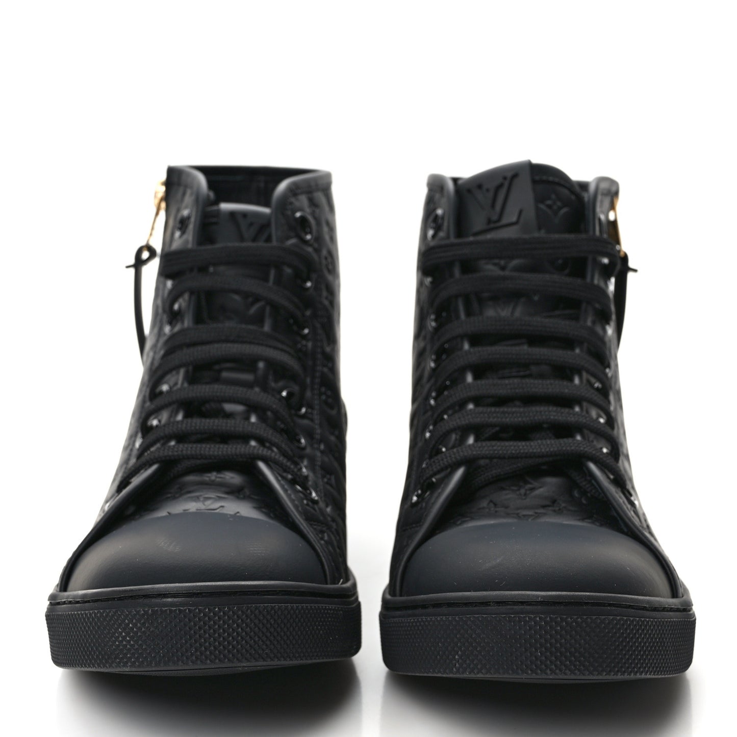 Calfskin Embossed Monogram Punchy High Top Sneakers 40 Black
