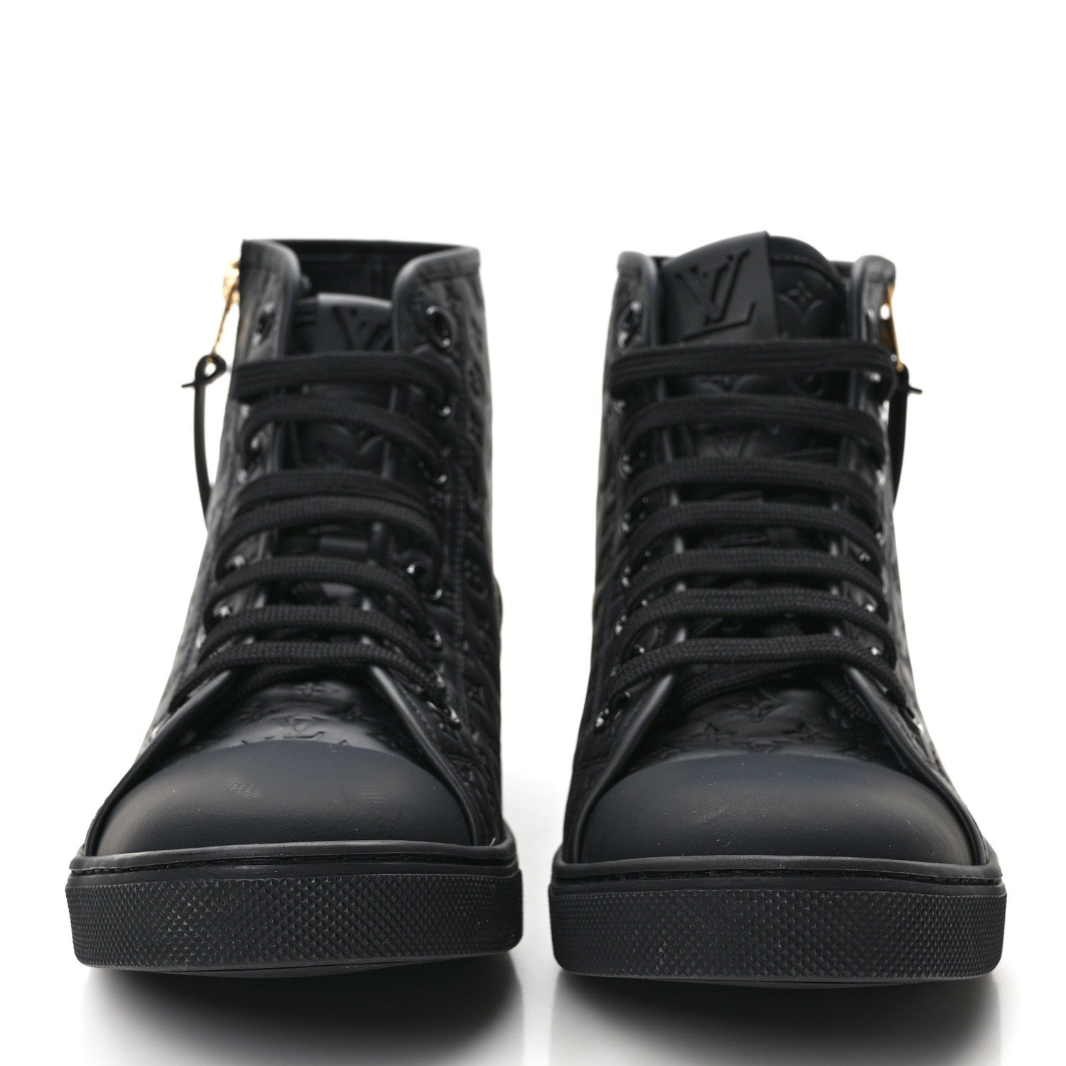 Louis Vuitton Calfskin Embossed Monogram Punchy High Top Sneakers 40 Black 2 of 9