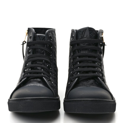 Louis Vuitton Calfskin Embossed Monogram Punchy High Top Sneakers 40 Black 2 of 9
