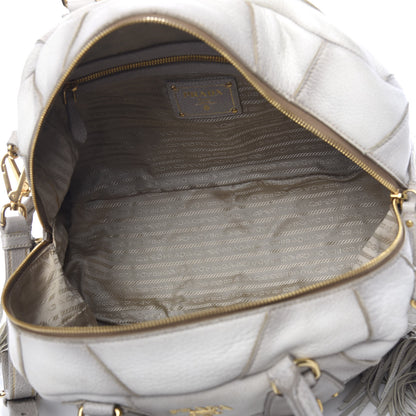 Prada Cervo Patchwork Fringe Bowler Bianco 4 of 17