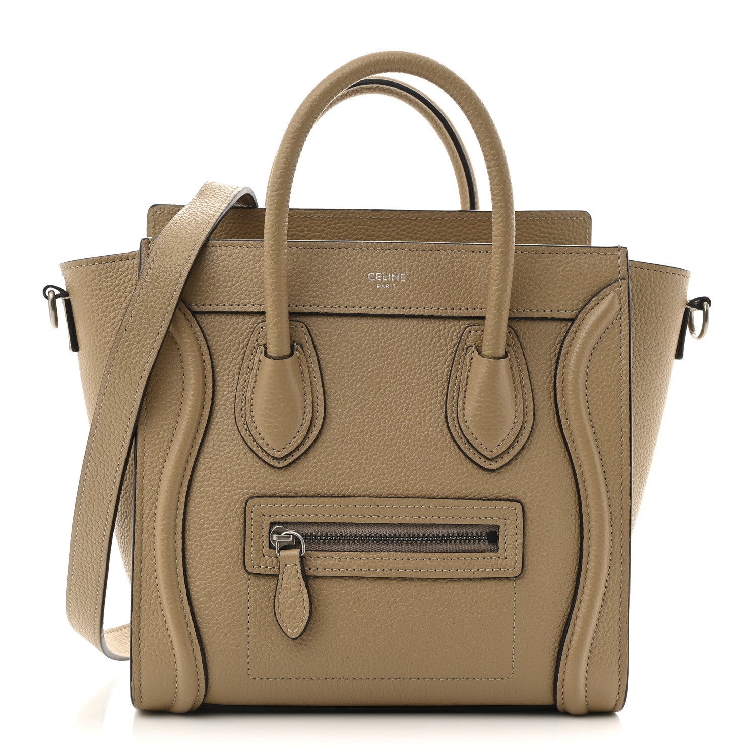 Celine Drummed Calfskin Nano Luggage Dune 1 of 11