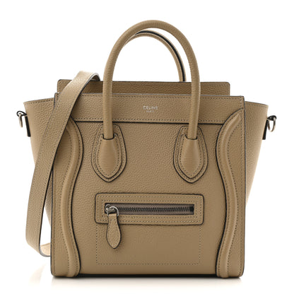 Celine Drummed Calfskin Nano Luggage Dune 1 of 11