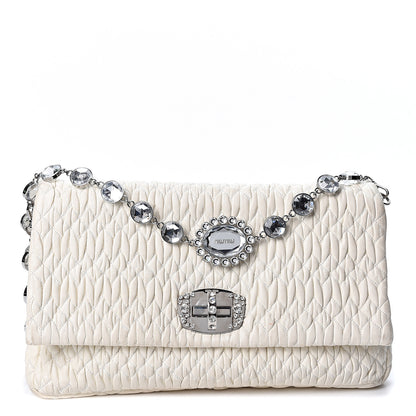 Miu Miu Nappa Matelasse Crystal Flap Clutch White 1 of 10