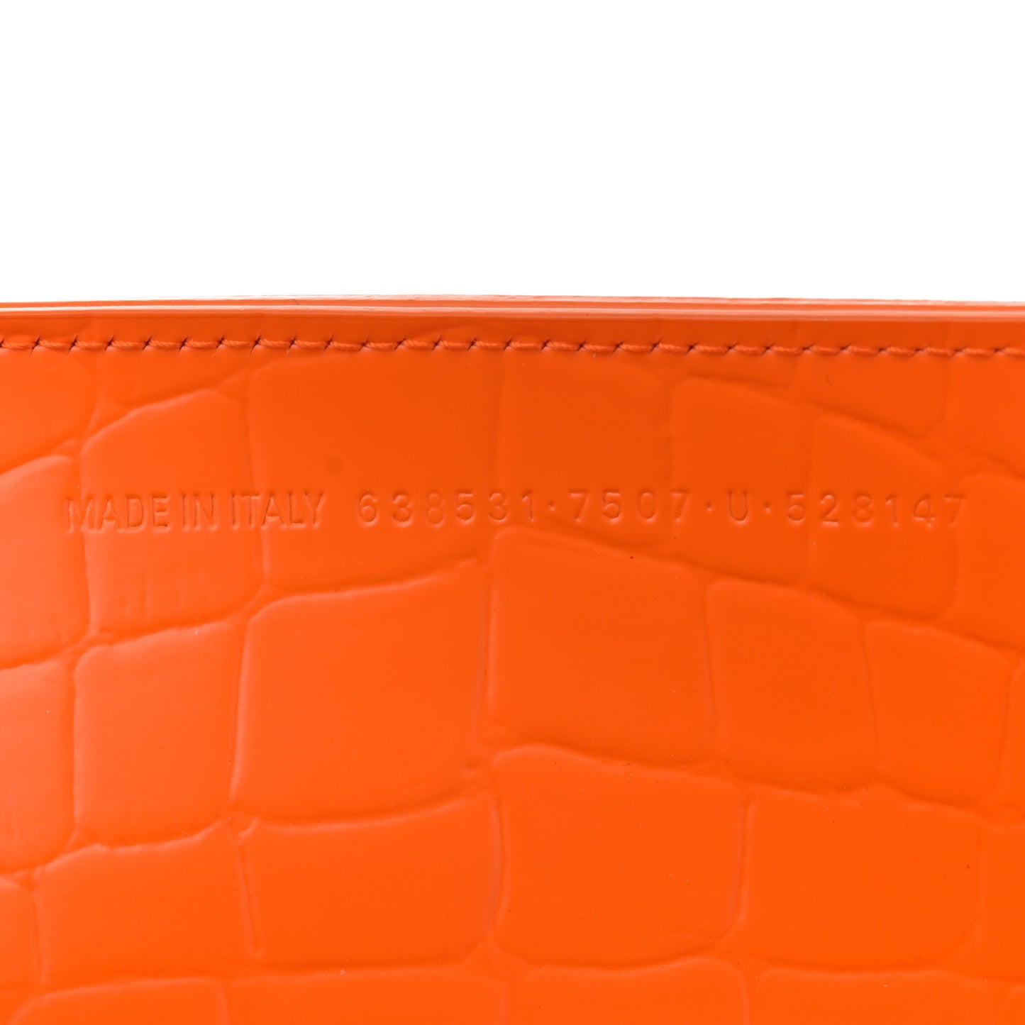 Semi Shiny Calfskin Crocodile Embossed Neo Classic Silver Hardware Large Top Handle Bag Orange