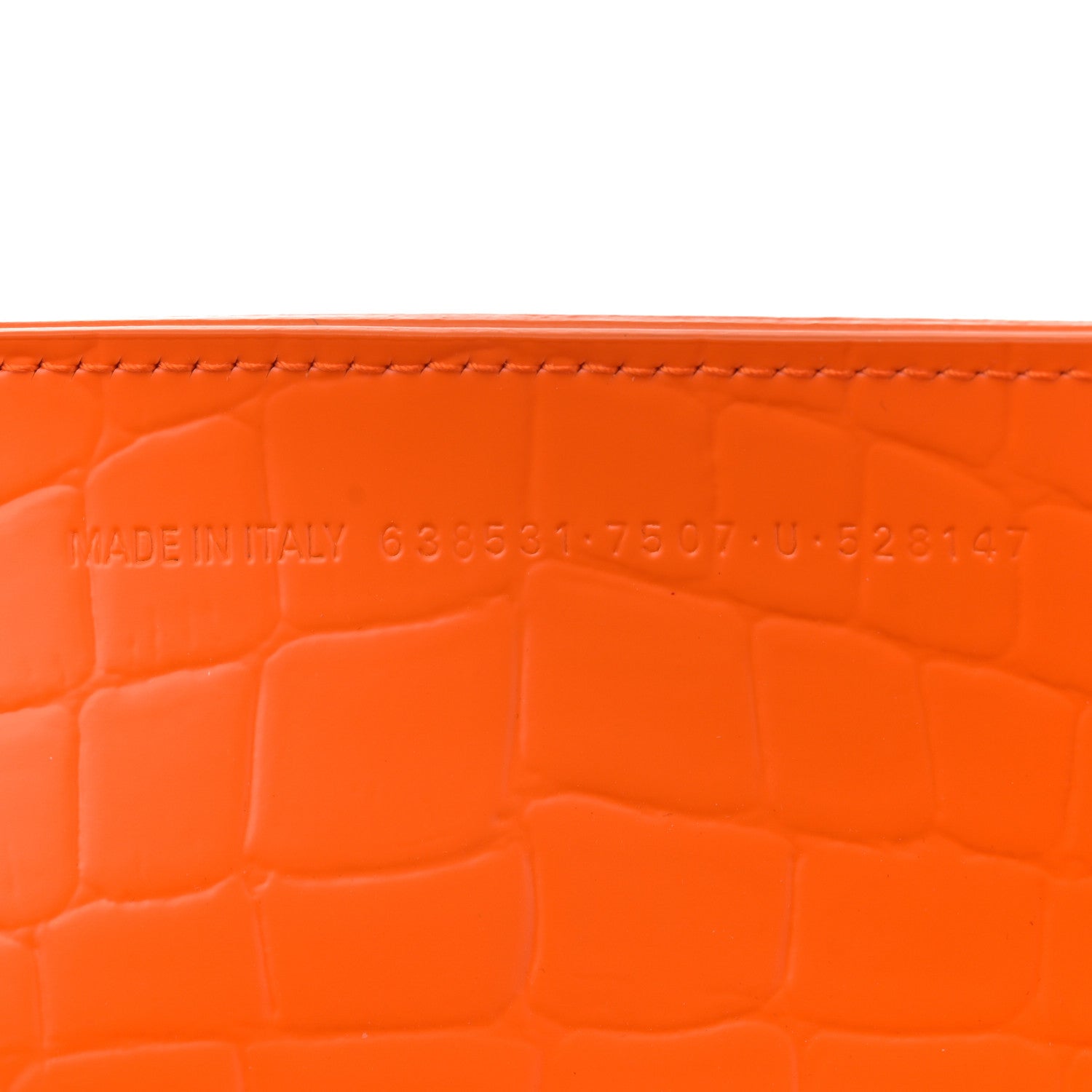 Balenciaga Semi Shiny Calfskin Crocodile Embossed Neo Classic Silver Hardware Large Top Handle Bag Orange 7 of 13