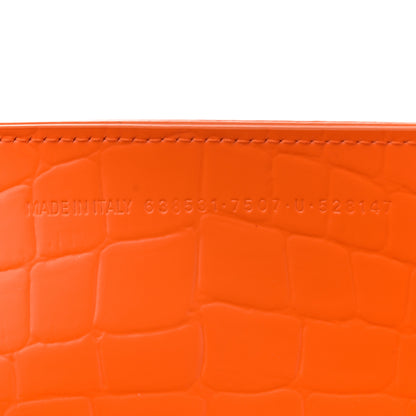 Balenciaga Semi Shiny Calfskin Crocodile Embossed Neo Classic Silver Hardware Large Top Handle Bag Orange 7 of 13