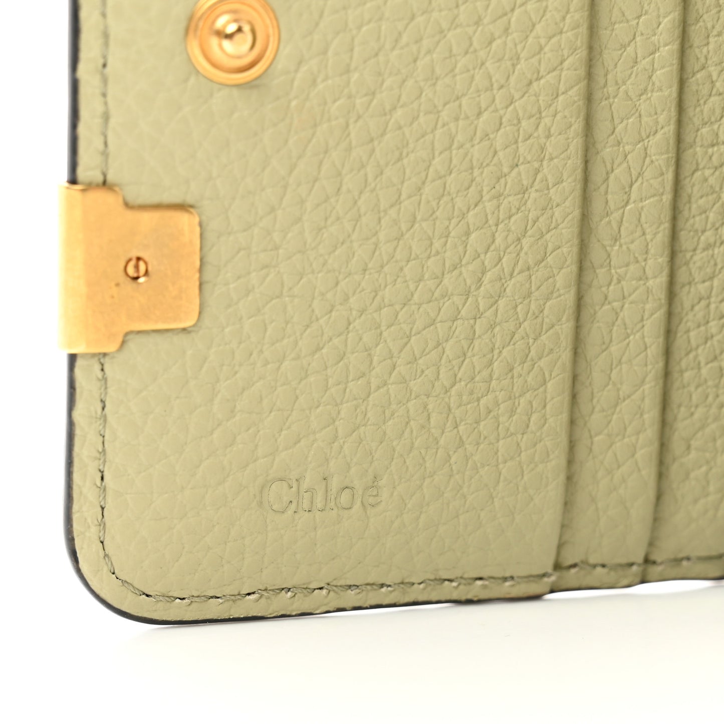 Grained Calfskin Marcie Compact Wallet Faded Green