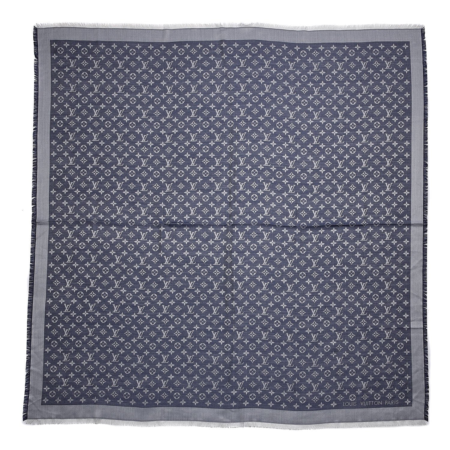 Louis Vuitton Silk Wool Monogram Denim Shawl Blue 1 of 4