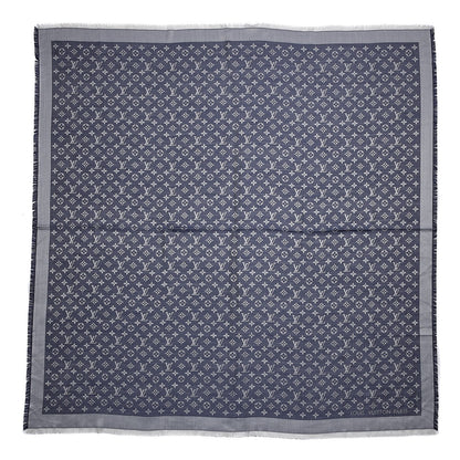 Louis Vuitton Silk Wool Monogram Denim Shawl Blue 1 of 4