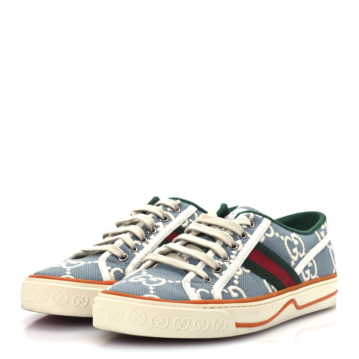 Cotton GG Monogram Web Womens 1977 Tennis Sneakers 39 Philod Ivory Mystic White