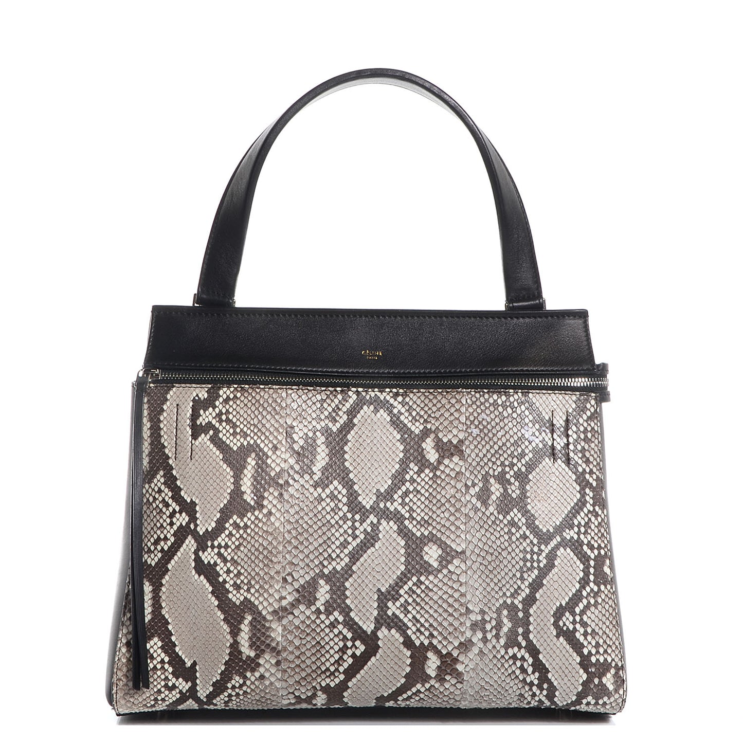 Python Medium Edge Shoulder Bag Natural Black