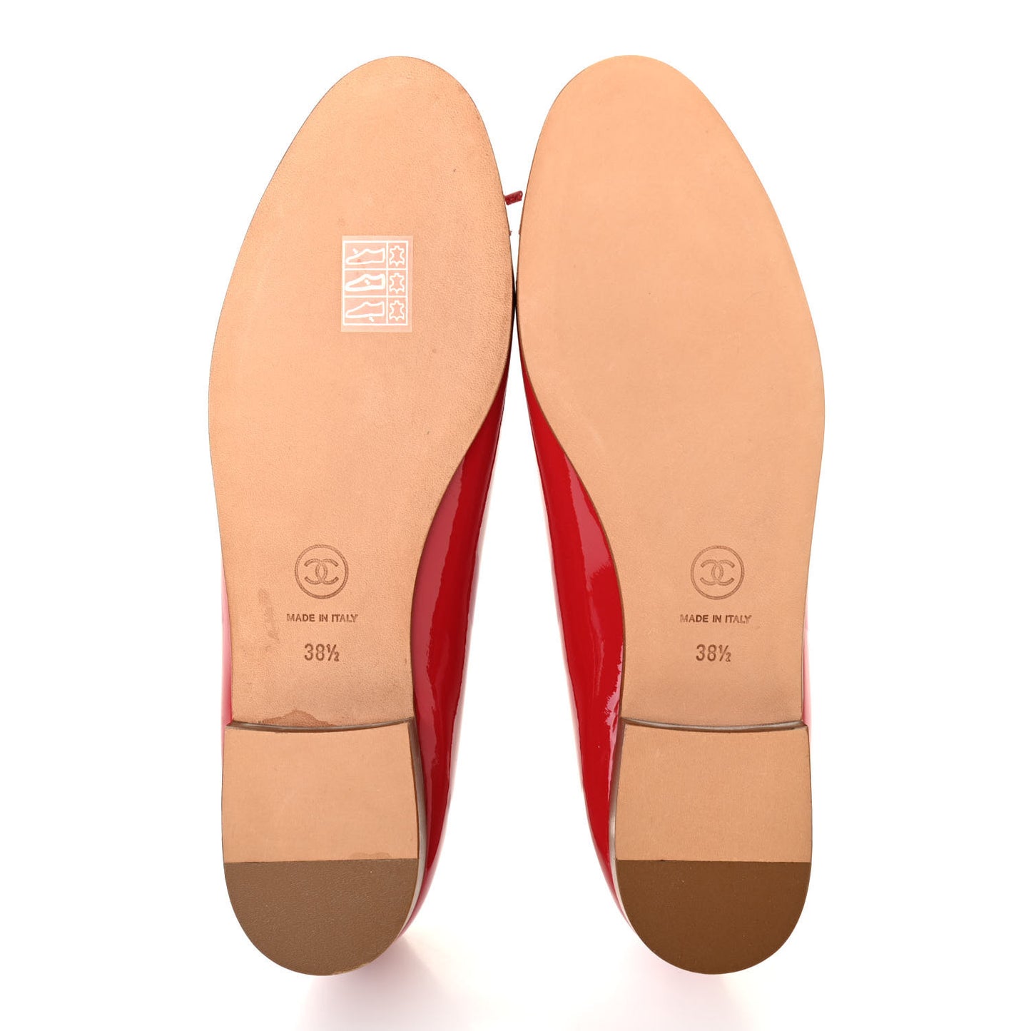 Patent Calfskin CC Cap Toe Ballerina Flats 38.5 Red