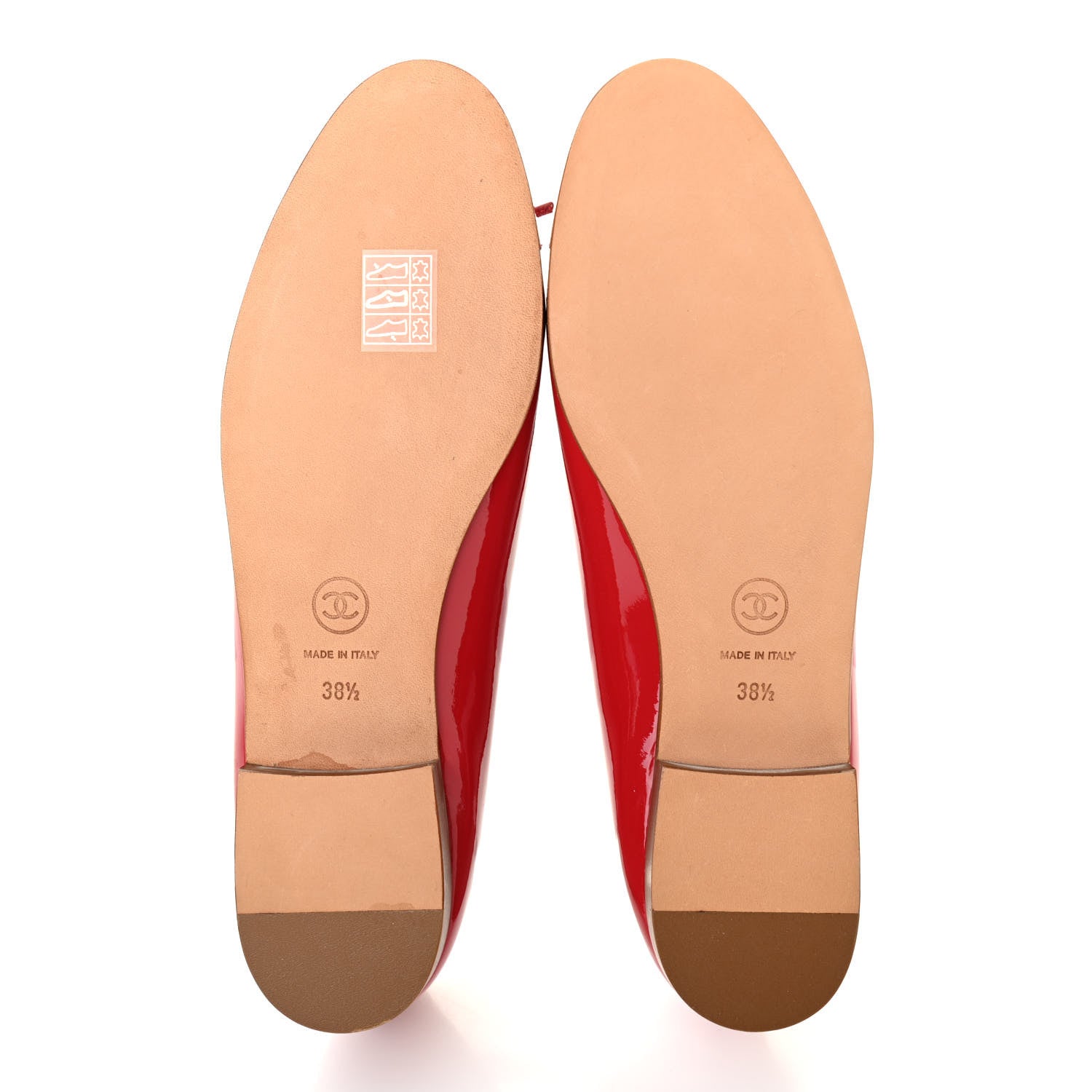 Chanel Patent Calfskin CC Cap Toe Ballerina Flats 38.5 Red 5 of 8