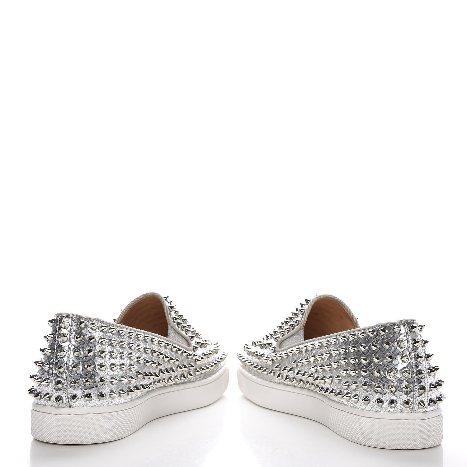 Christian Louboutin Mens Python Spikes Roller Boat Flat 45 Antique Silver 6 of 11