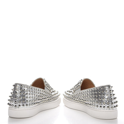Christian Louboutin Mens Python Spikes Roller Boat Flat 45 Antique Silver 6 of 11