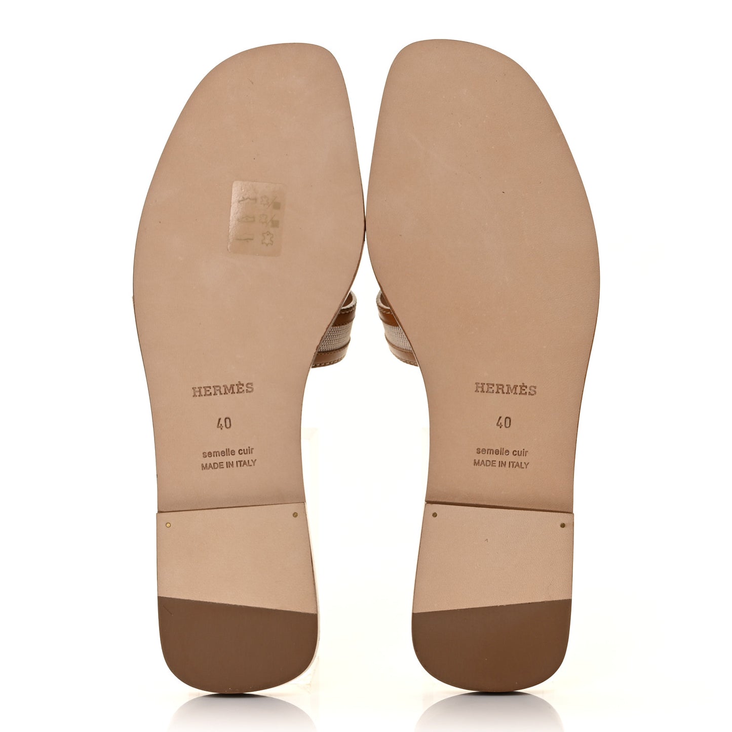 Calfskin Canvas Oran Sandals 40 Noisette Beige Dore