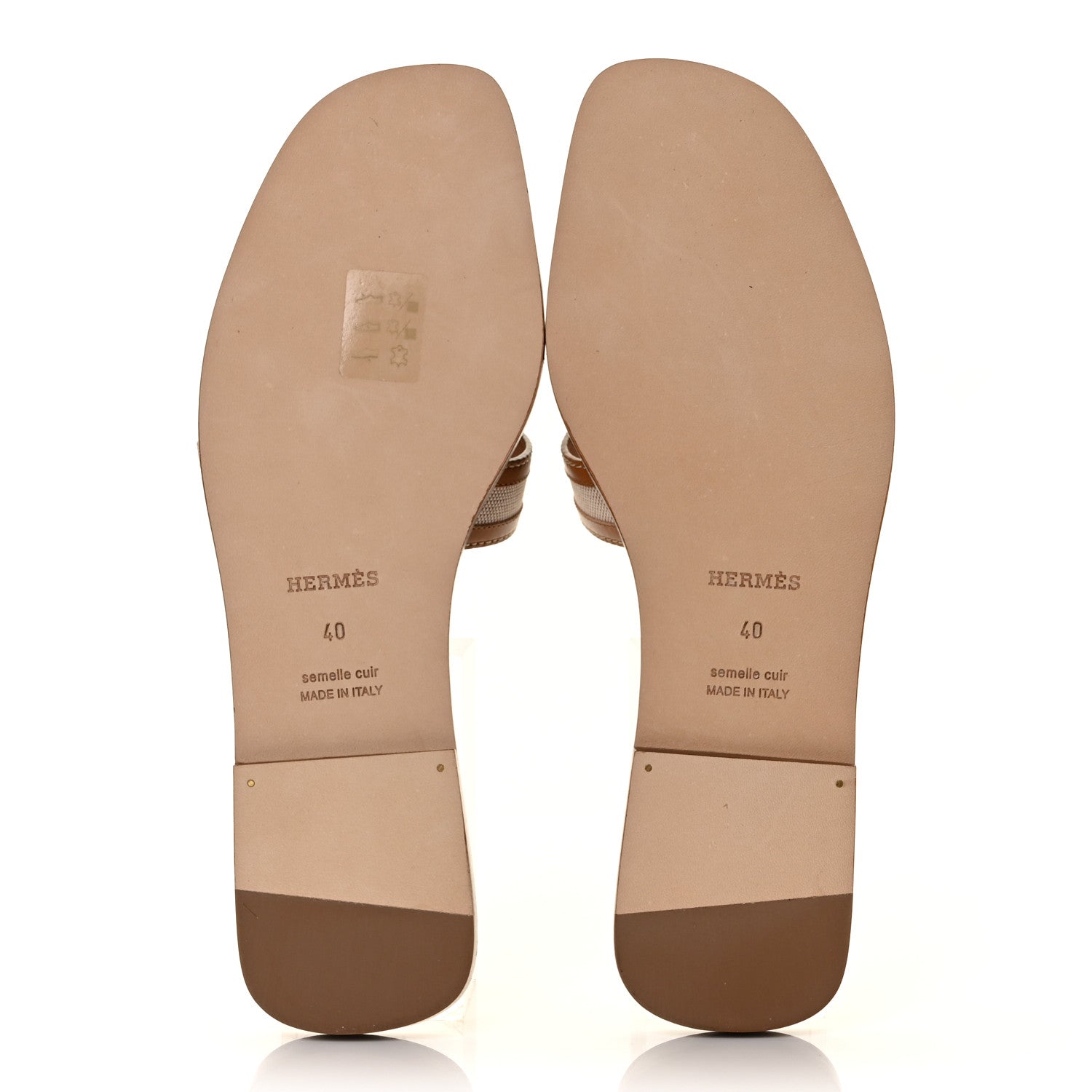Hermes Calfskin Canvas Oran Sandals 40 Noisette Beige Dore 5 of 8