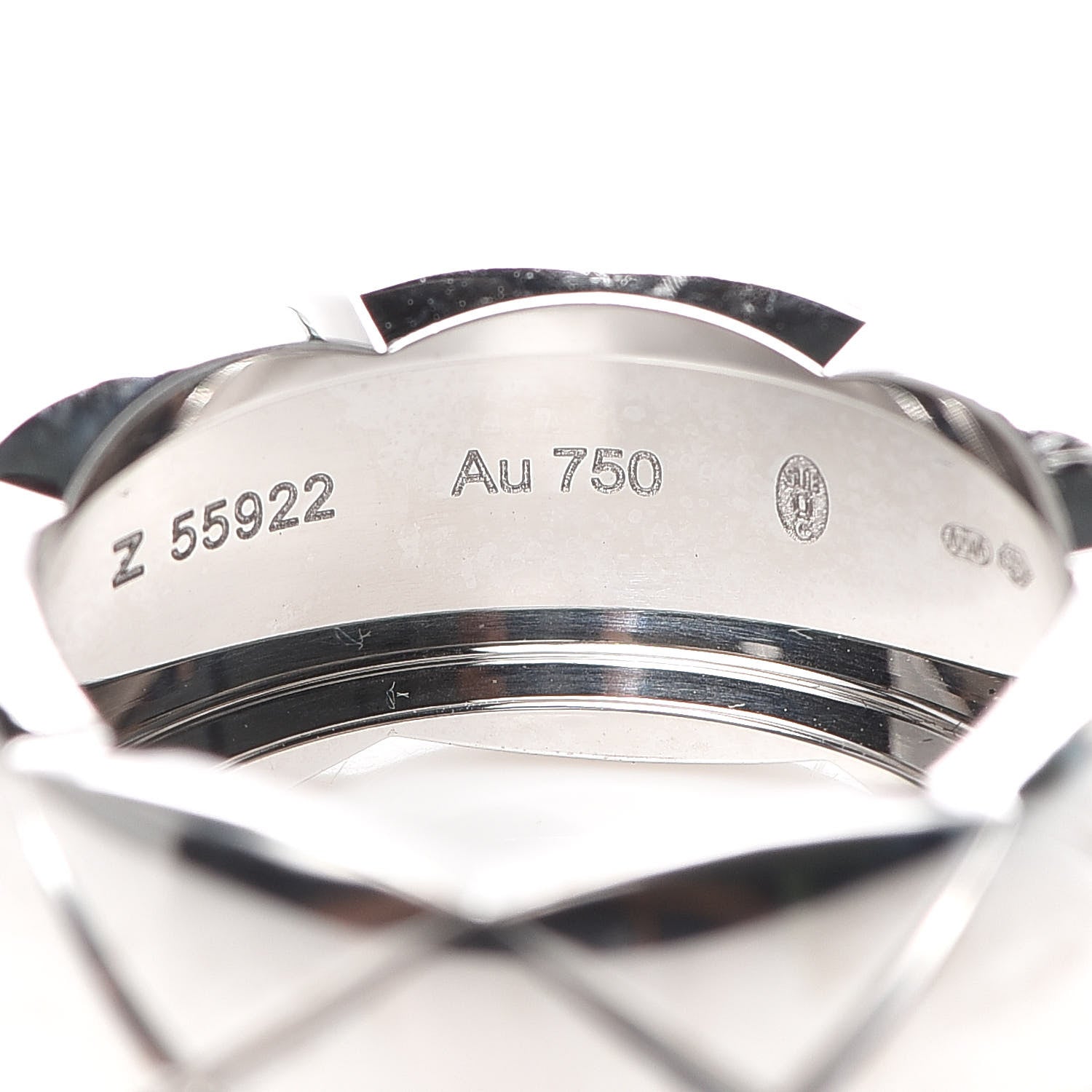 Chanel 18K White Gold Large Coco Crush Ring 63 10.25 5 of 6