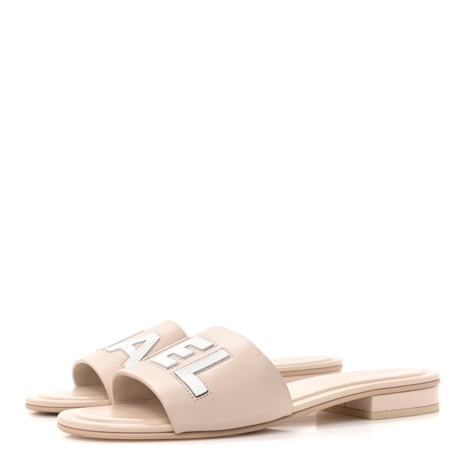 Chanel Calfskin Patent Calfskin Logo Mules 39 Beige 3 of 11