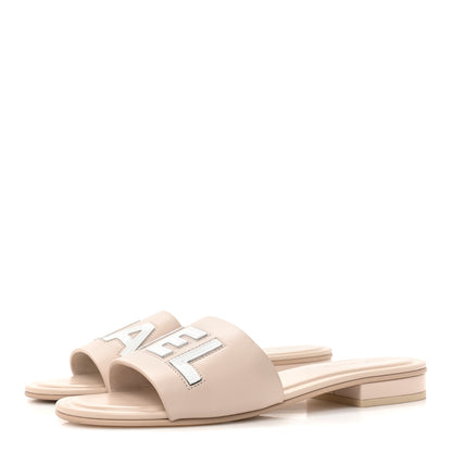 Chanel Calfskin Patent Calfskin Logo Mules 39 Beige 3 of 11