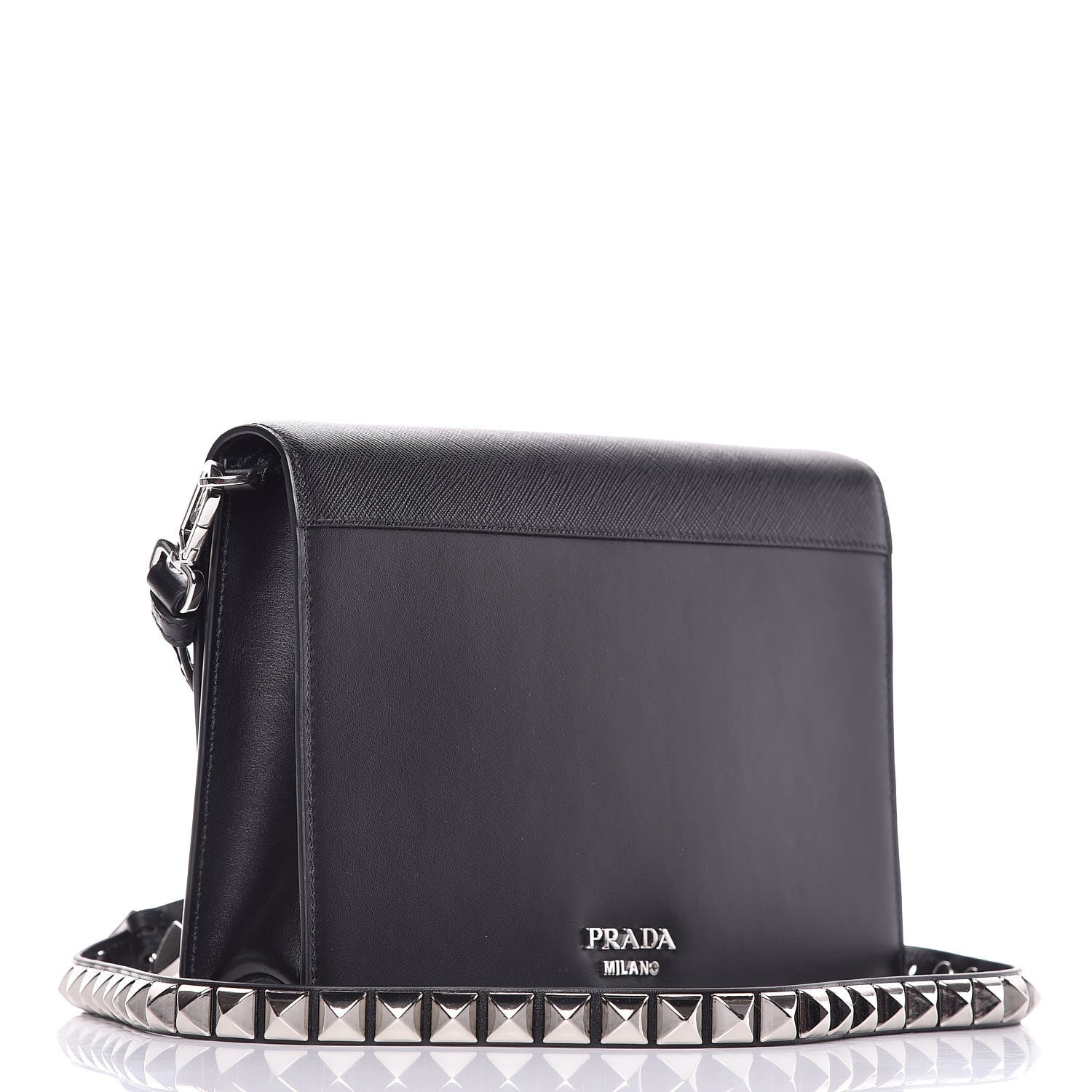 Prada City Calfskin Saffiano Robot Large Elektra Shoulder Bag Black Papaya 3 of 7