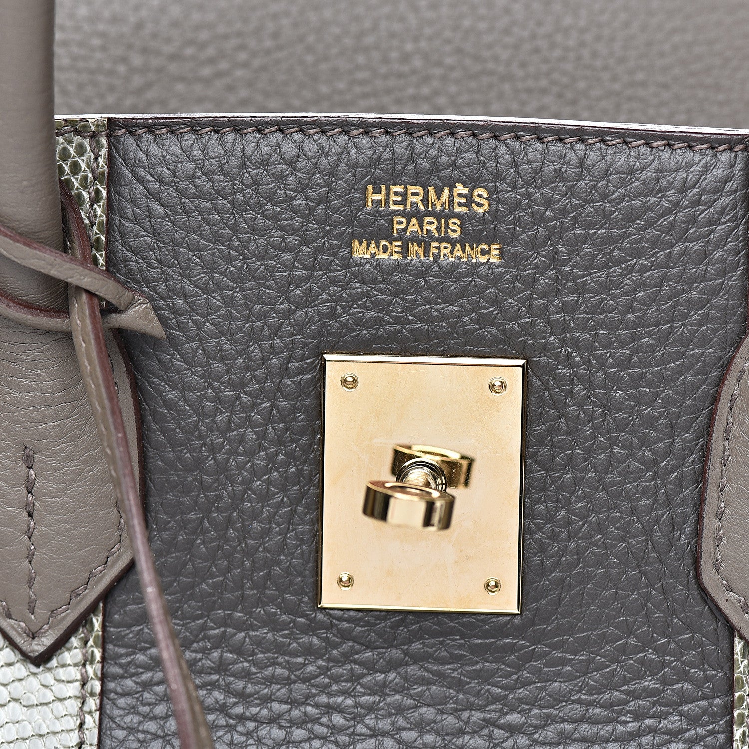 Hermes Taurillon Clemence Lizard Club Birkin 35 Etain Graphite 7 of 30