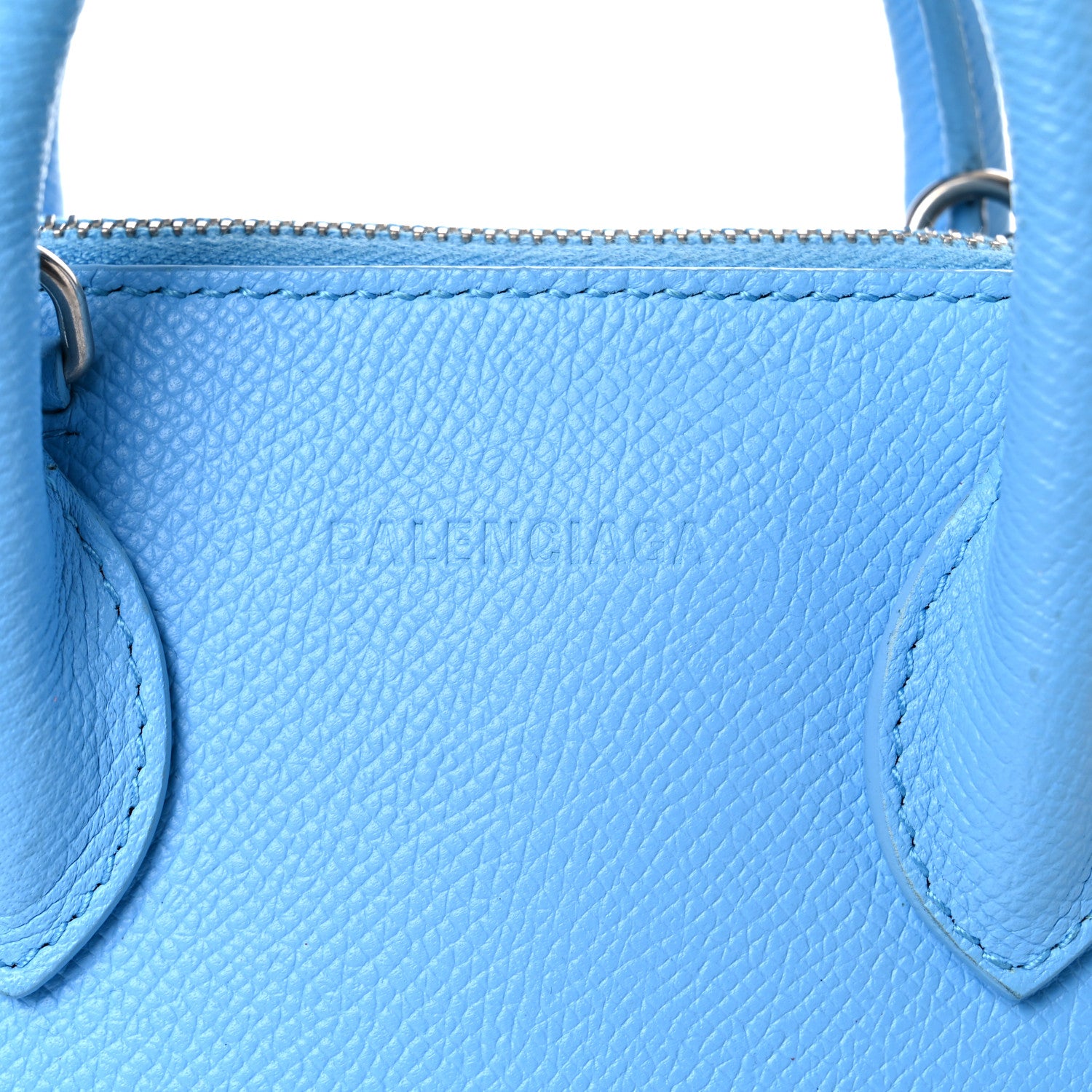 Balenciaga Signature Grained Calfskin Logo XXS Ville Top Handle Bag Baby Blue Black 18 of 20