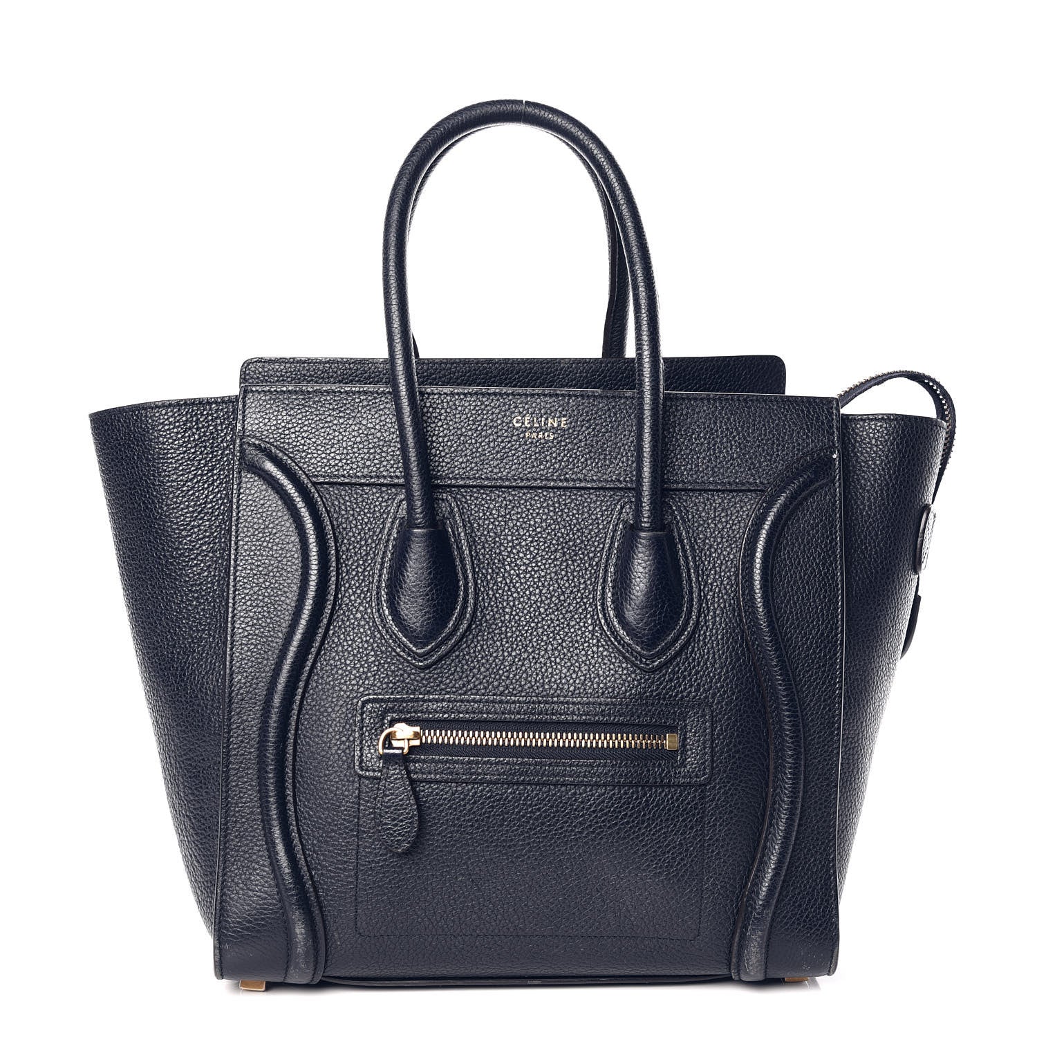 Celine Drummed Calfskin Micro Luggage Midnight 1 of 14