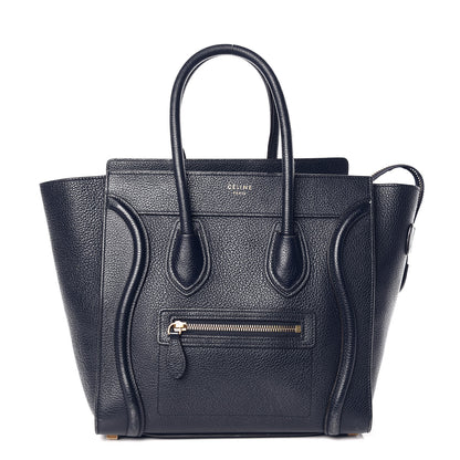 Celine Drummed Calfskin Micro Luggage Midnight 1 of 14