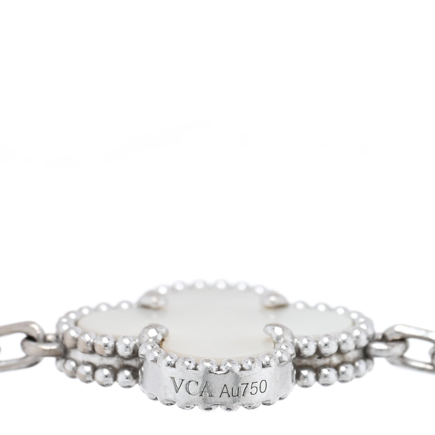 18K White Gold Mother of Pearl 5 Motifs Vintage Alhambra Bracelet