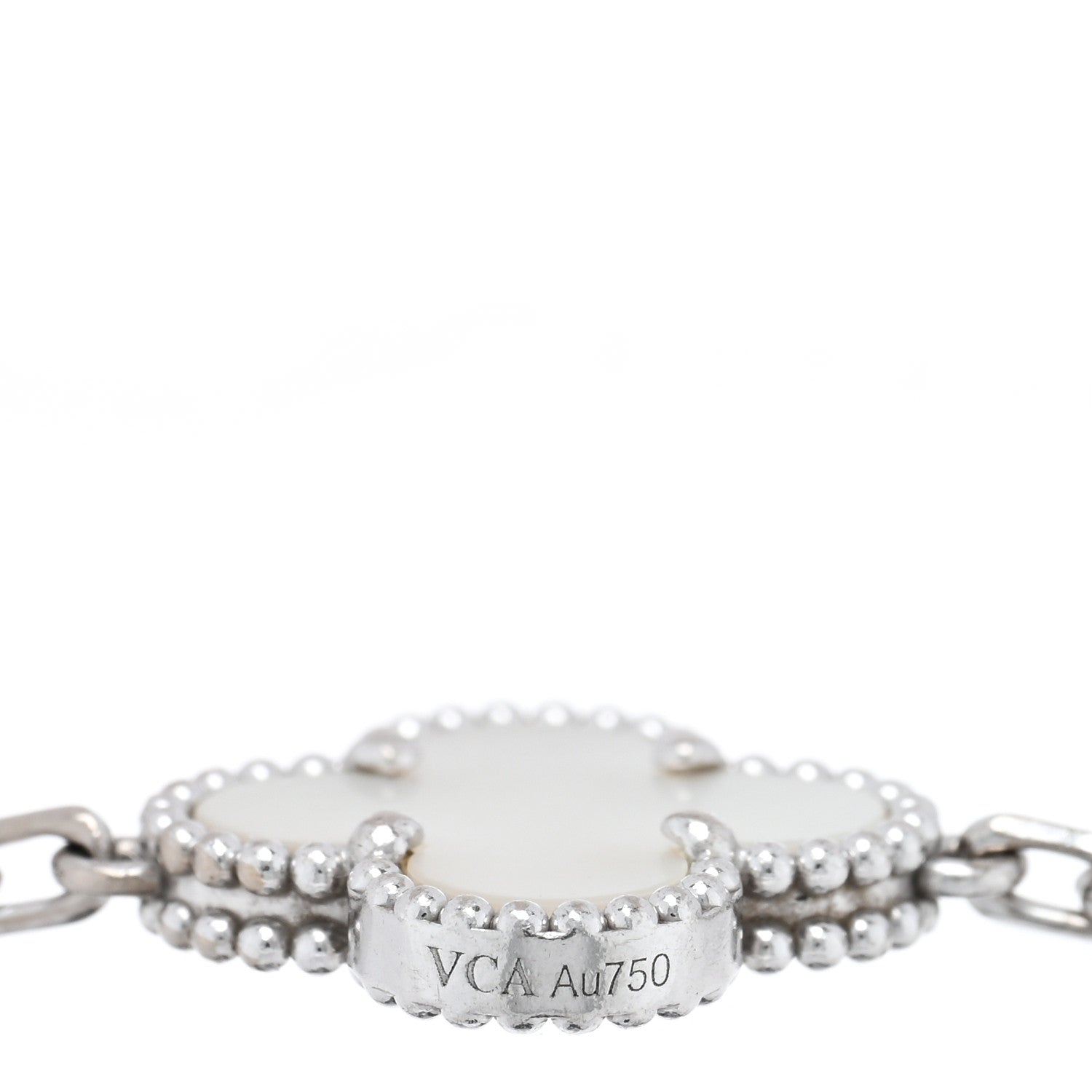 Van Cleef & Arpels 18K White Gold Mother of Pearl 5 Motifs Vintage Alhambra Bracelet 3 of 4