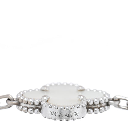 Van Cleef & Arpels 18K White Gold Mother of Pearl 5 Motifs Vintage Alhambra Bracelet 3 of 4