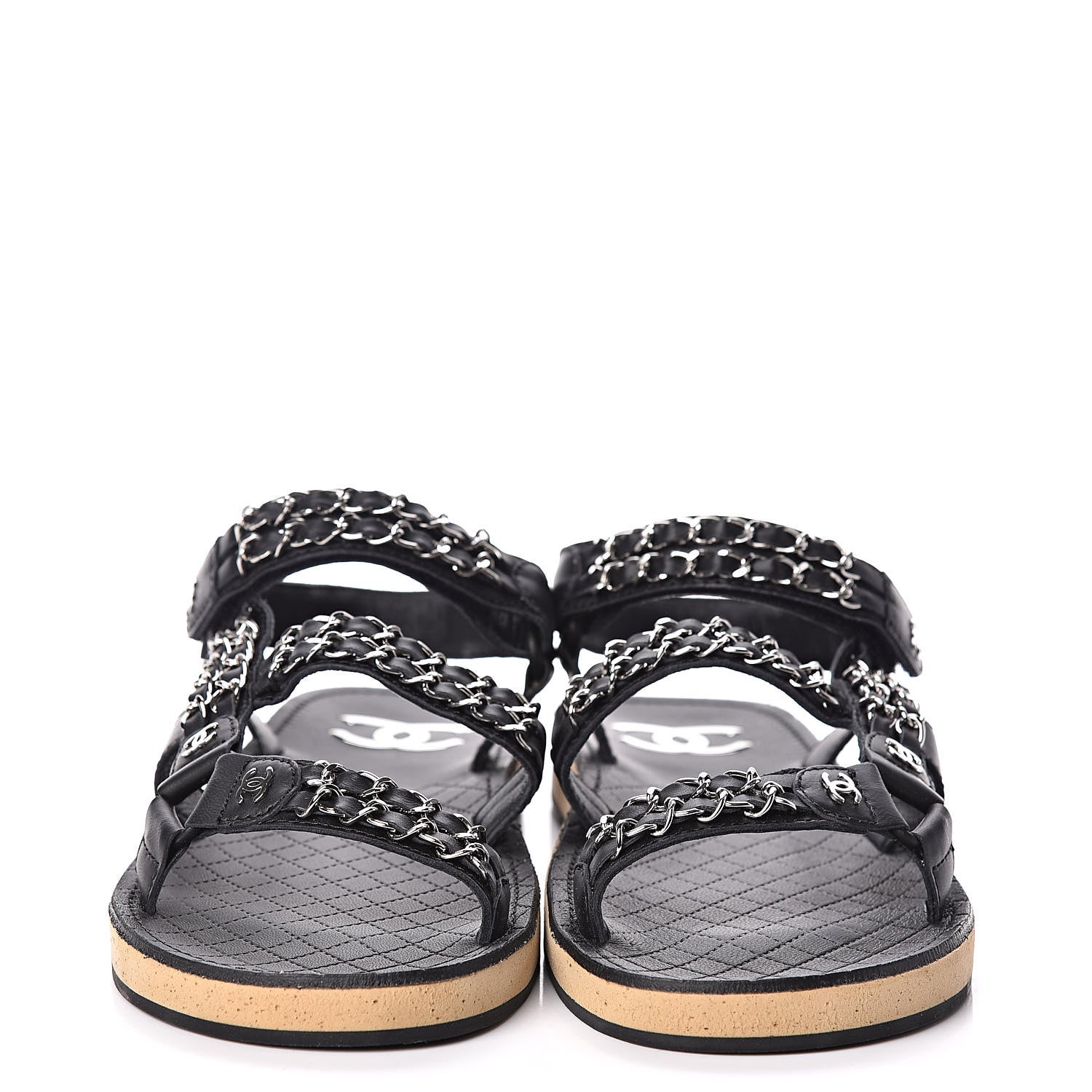Chanel Lambskin Chain Sandals 41 Black 2 of 8