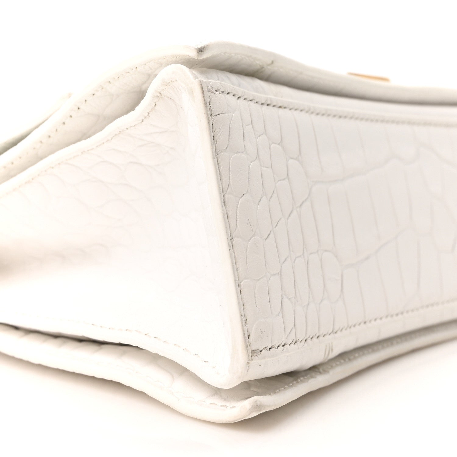 Balenciaga Extra Supple Calfskin Crocodile Embossed Small Crush Chain Bag Optic White 9 of 10