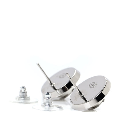 Chanel Pearl Baguette CC Round Earrings Silver 3 of 4