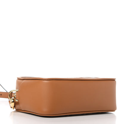 Fendi Glazed Fabric Vitello Century FF 1974 Stamp Patch Mini Camera Case Mogano Panna Caramello 4 of 11