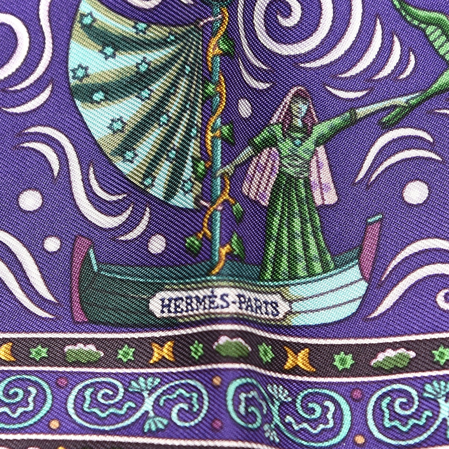 Hermes Silk Peuple Du Vent Pocket Square 4 of 5
