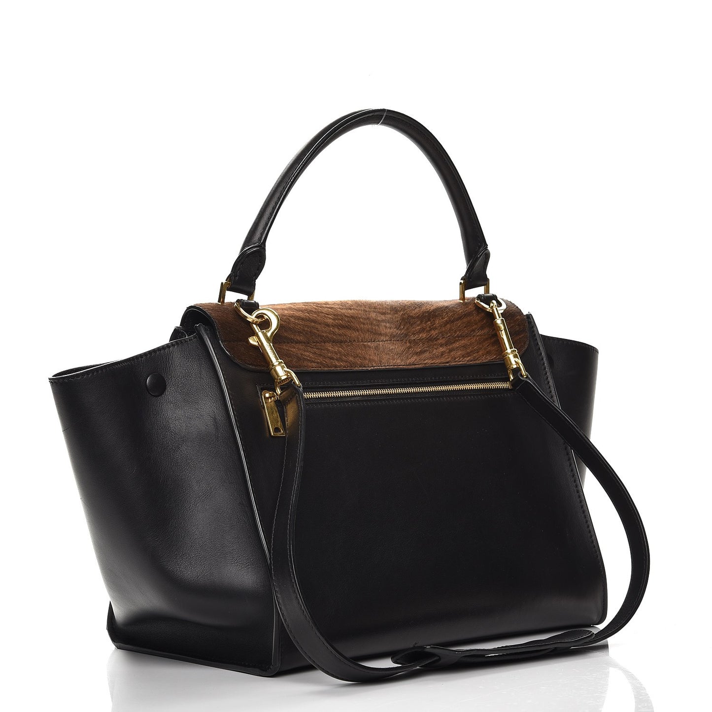 Shaded Pony Hair Calfskin Medium Trapeze Brown